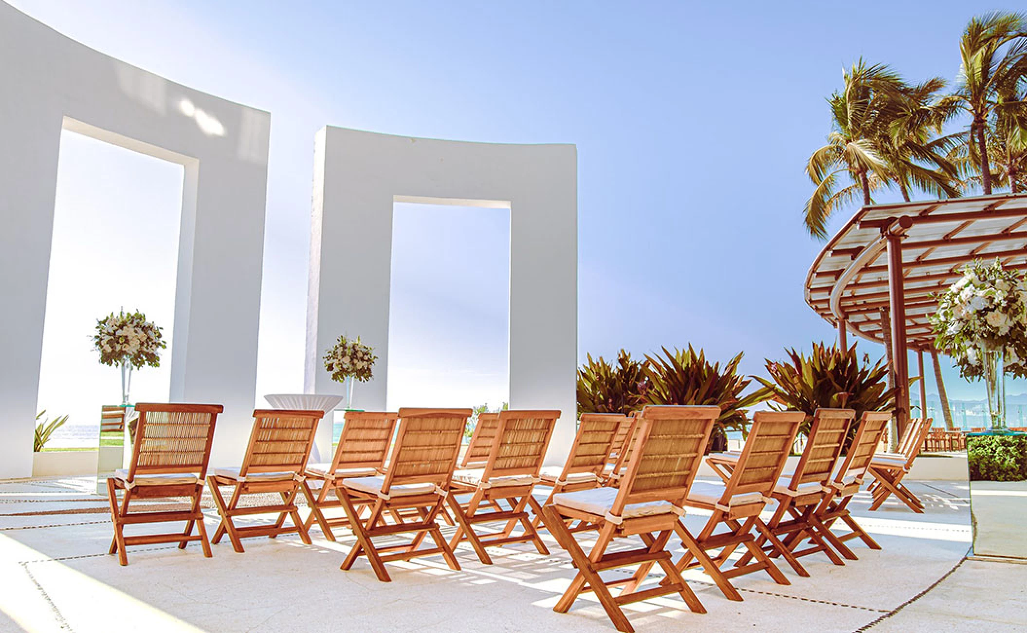 Destination wedding setup at Gazebo terrace venue in Grand Velas Riviera Nayarit