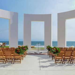 Destination wedding setup at Gazebo terrace venue in Grand Velas Riviera Nayarit