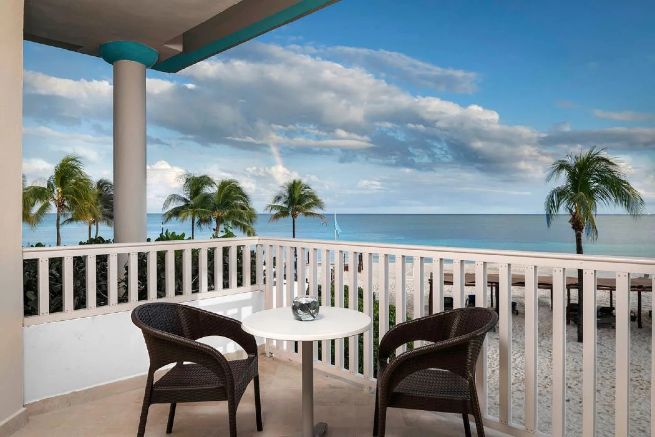 oceanfront balcony of suite at ocean maya royale