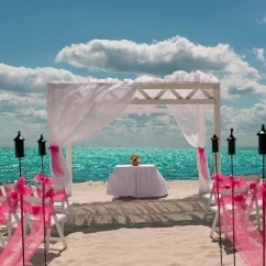 beach wedding setup at Ocean Maya Royale