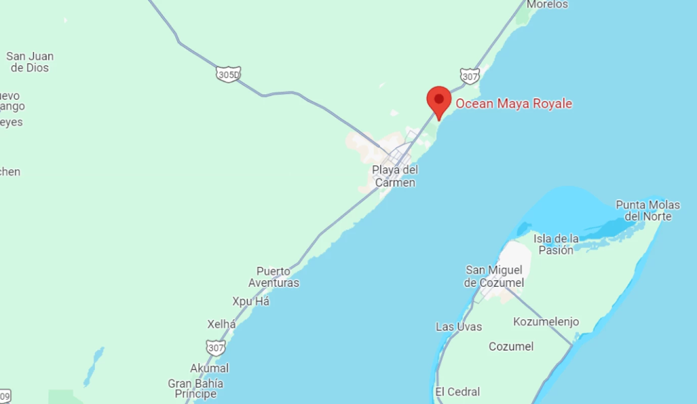 map showing location of Ocean Maya Royale in Mexico