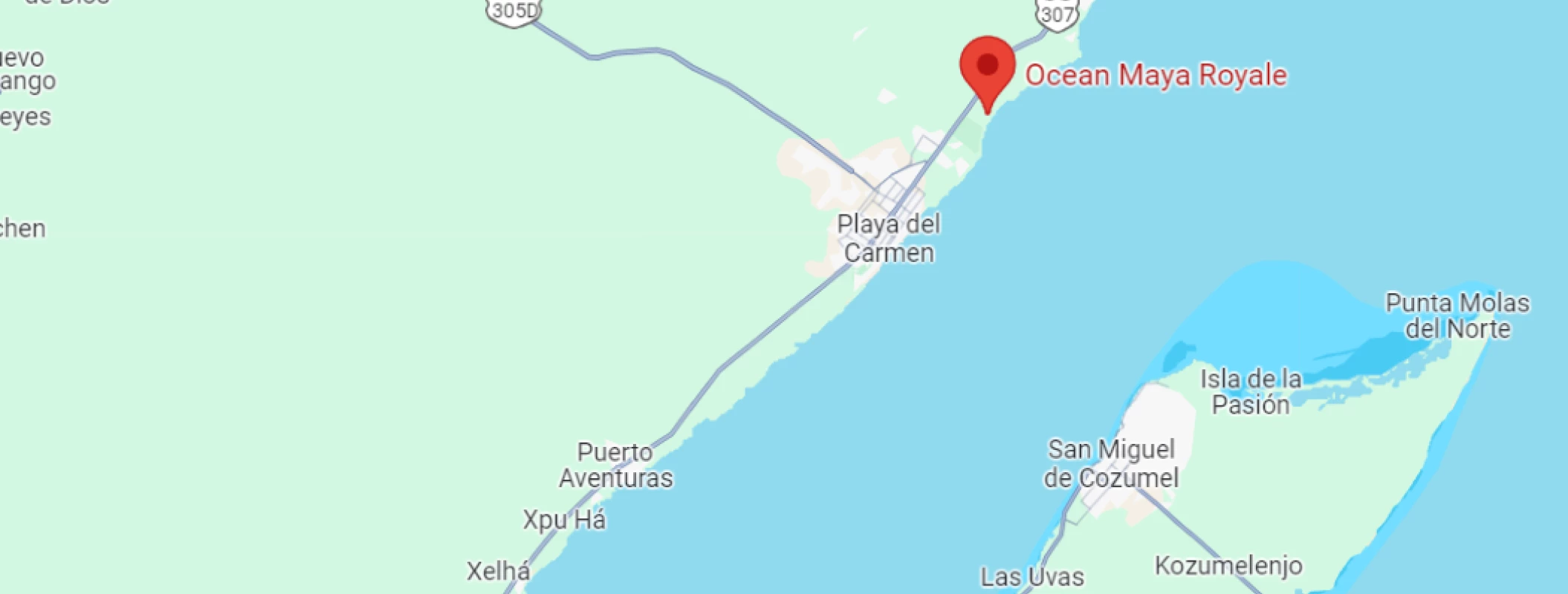 map showing location of Ocean Maya Royale in Mexico