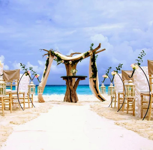 Beach Ceremony setup at Hard Rock Cancun.