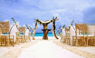 Beach Ceremony setup at Hard Rock Cancun.