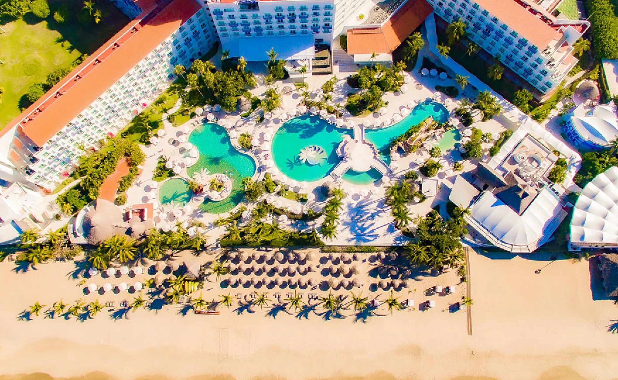 Drone overview shot of Hard Rock Hotel Vallarta.