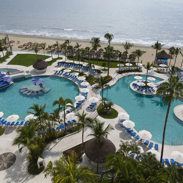 Hard Rock Hotel Vallarta Pools overview.