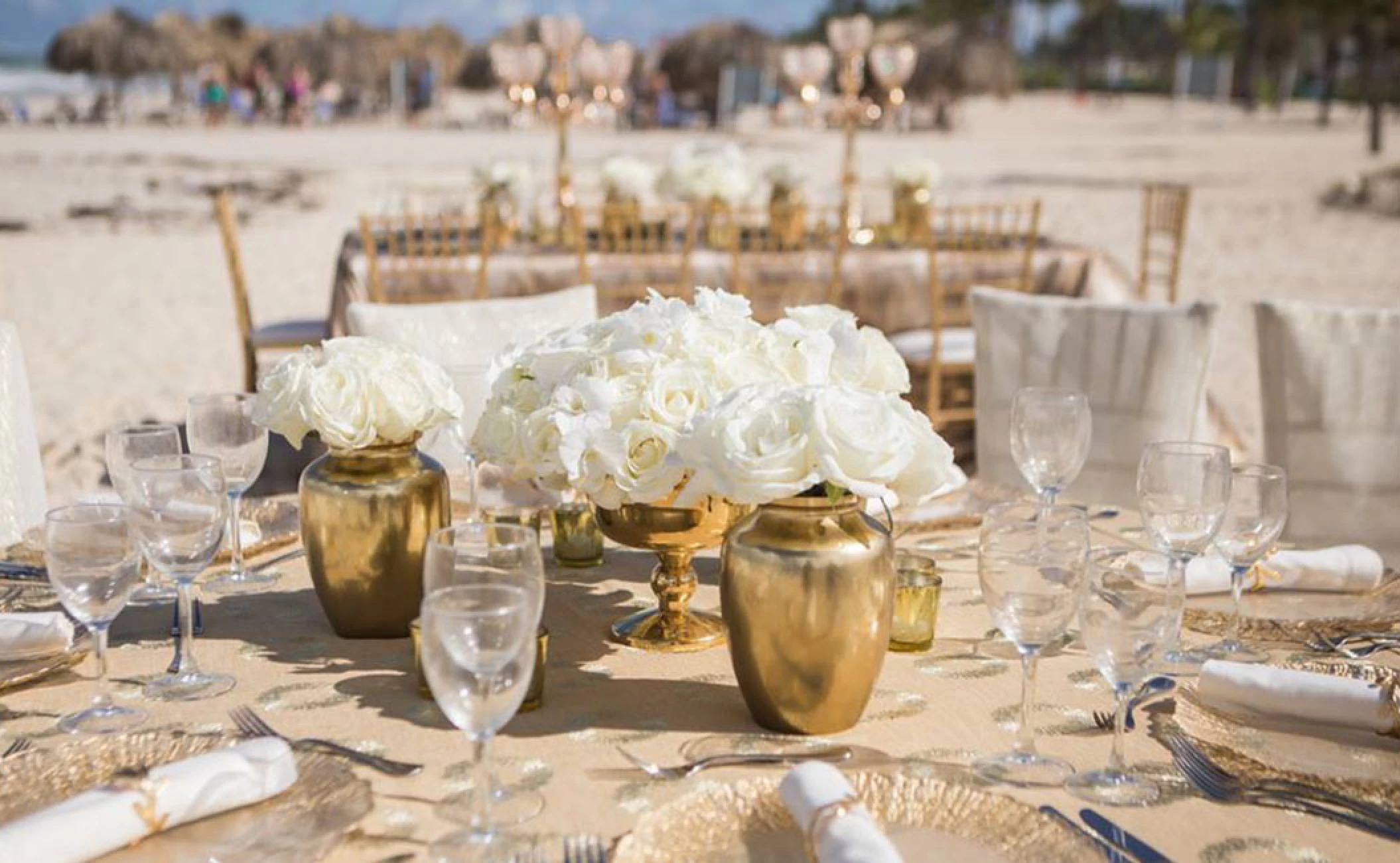 Reception setup detail on Ciao Beach Wedding Venue at Hard Rock Hotel Vallarta.