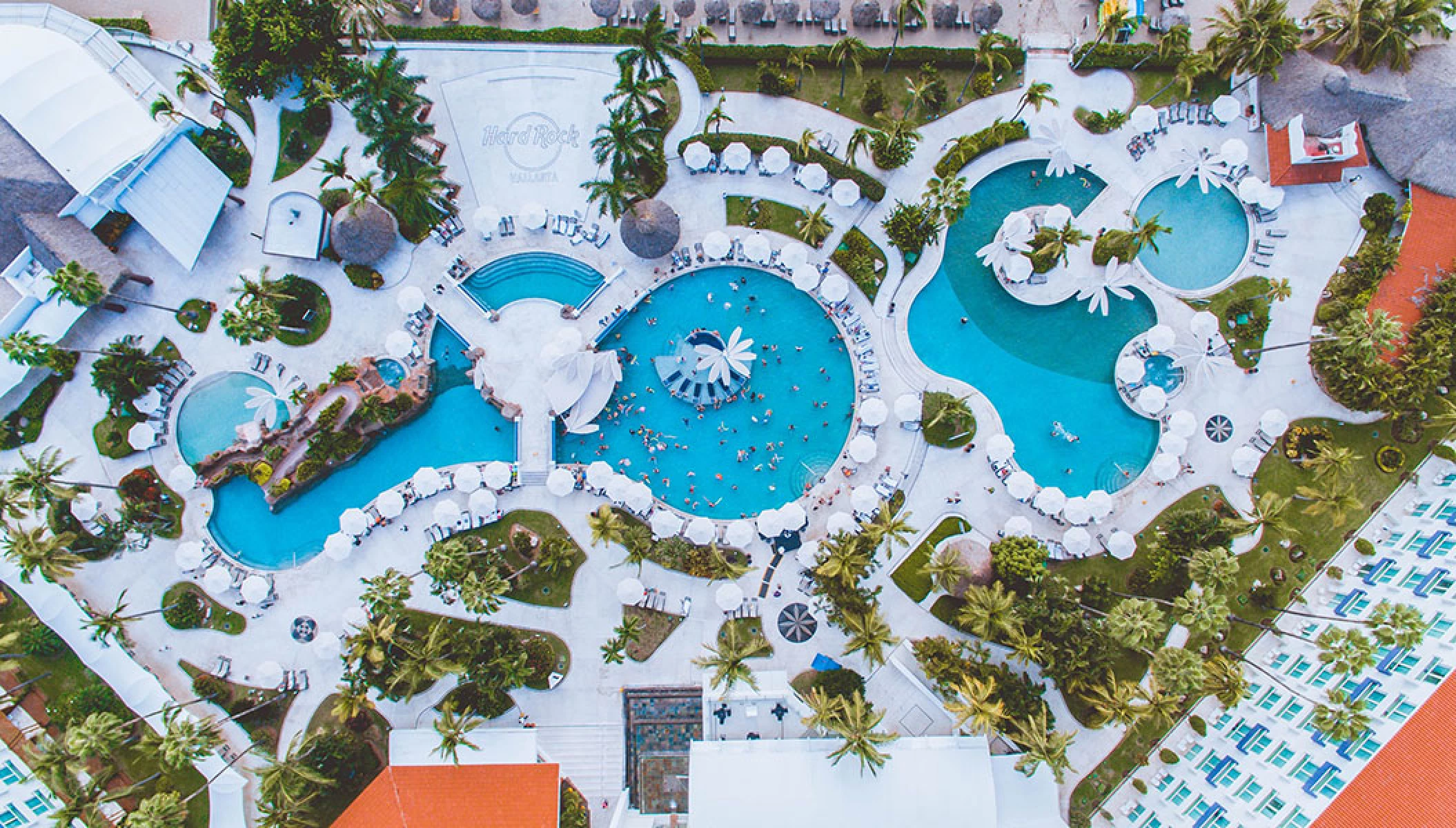 Drone overview shot of Hard Rock Hotel Vallarta.