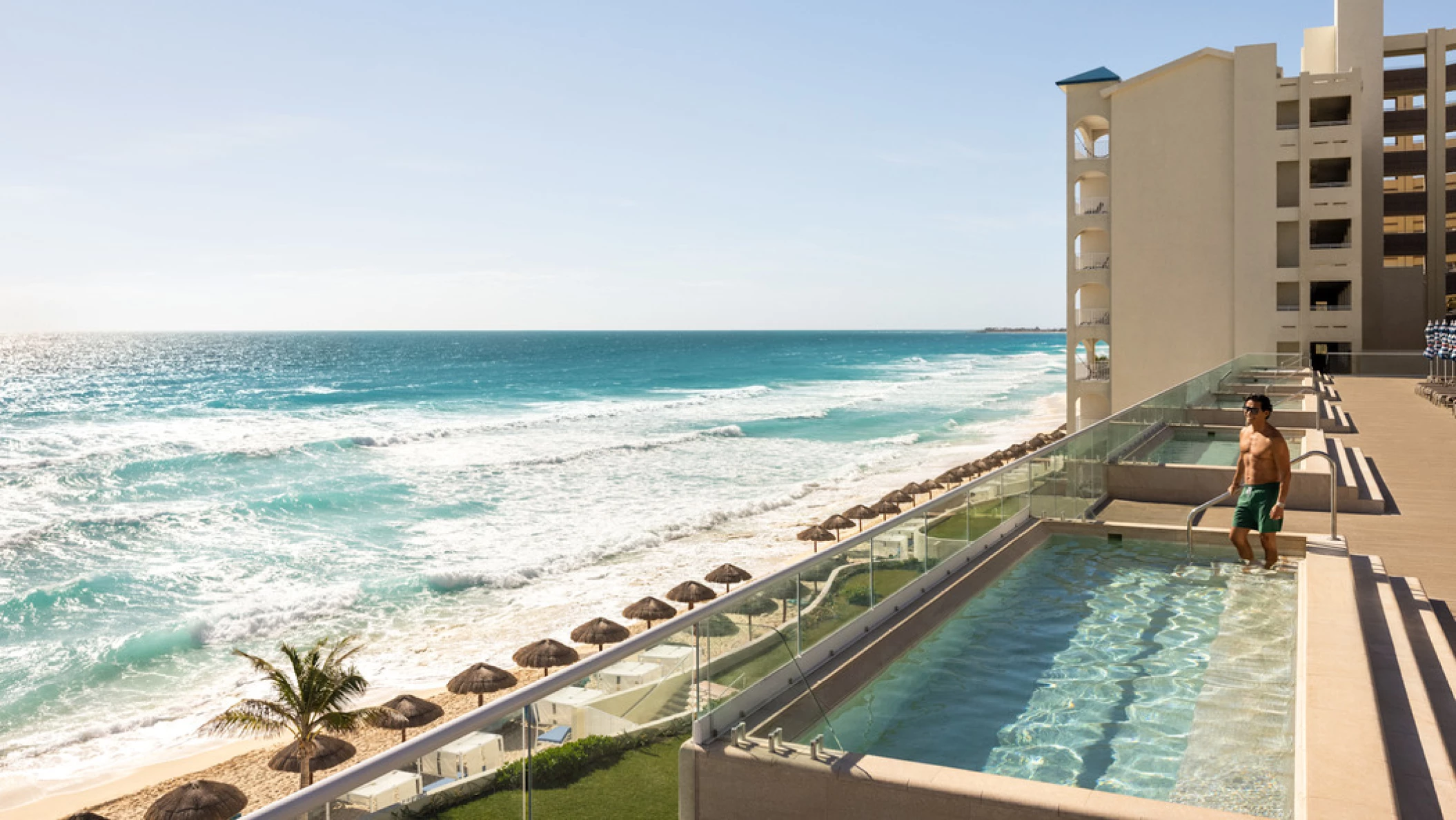 sundeck with pools at Hilton Cancun Mar Caribe