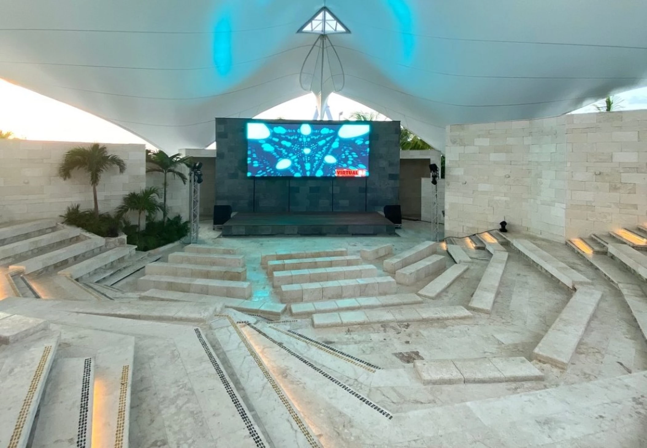 Amphitheatre Wedding venue at Hilton Cancun.