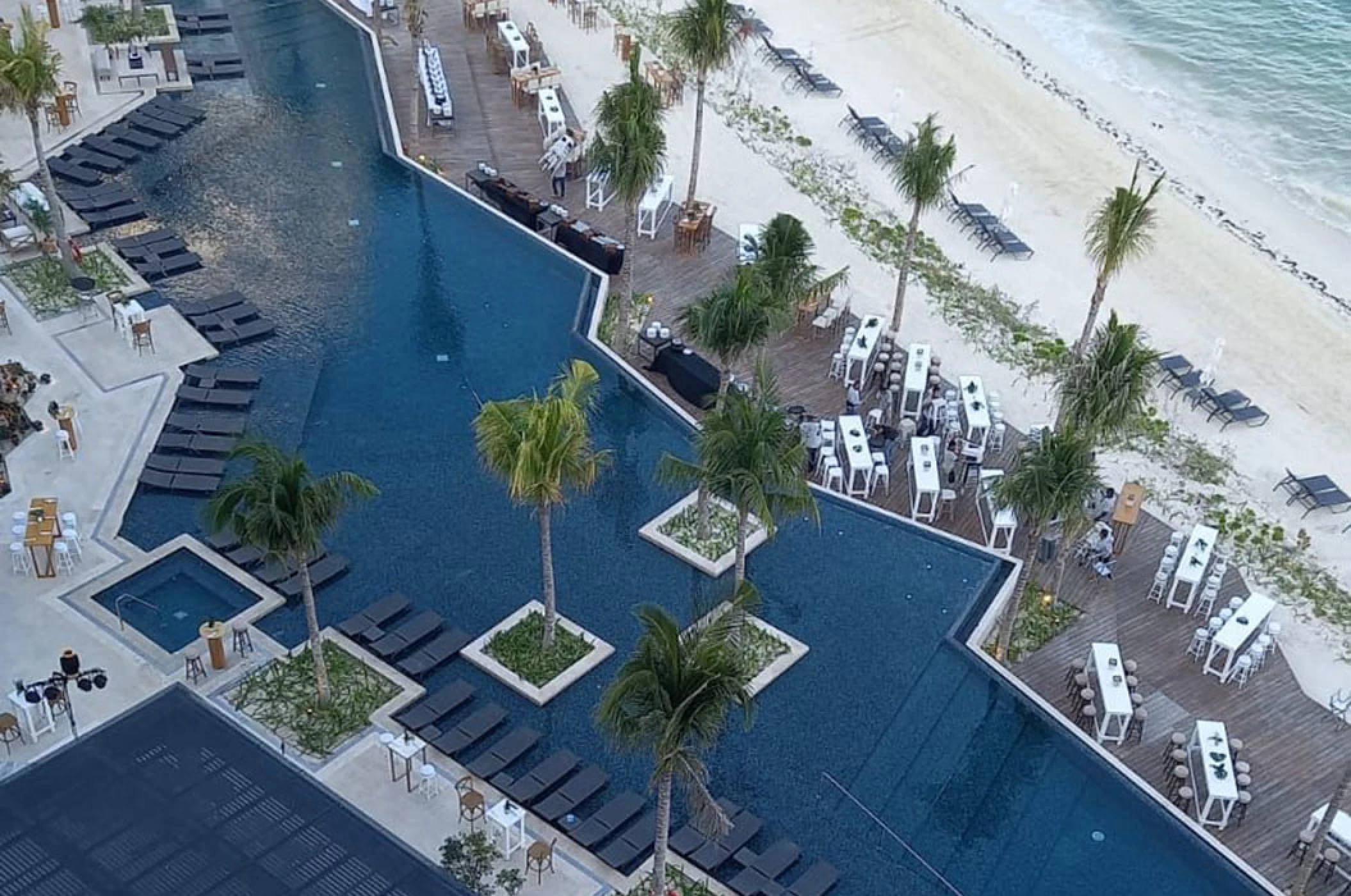 South Pool wedding Venue drone shot at Hilton Cancun