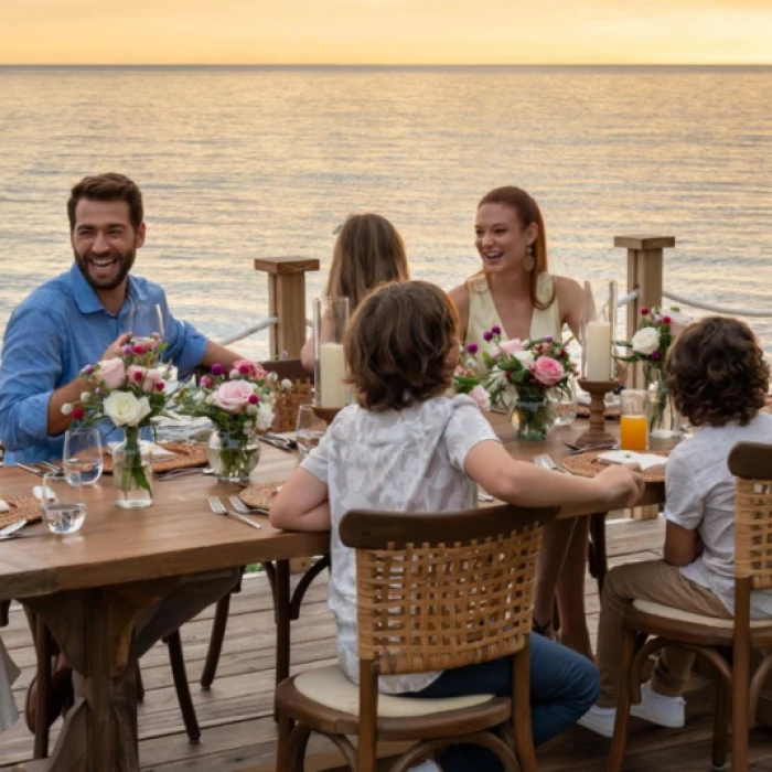 wedding party at the seaside garden venue at Hilton La Romana