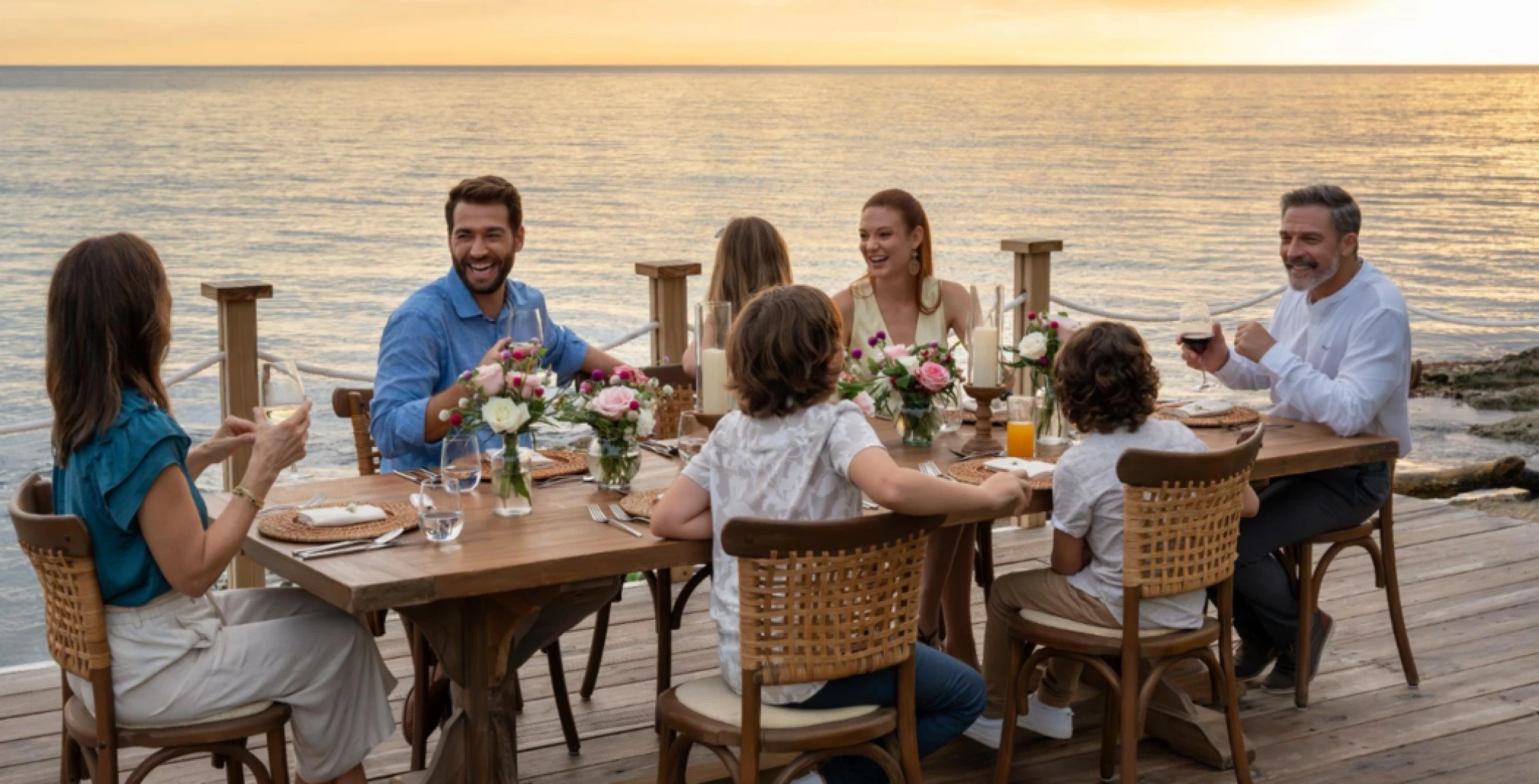 wedding party at the seaside garden venue at Hilton La Romana