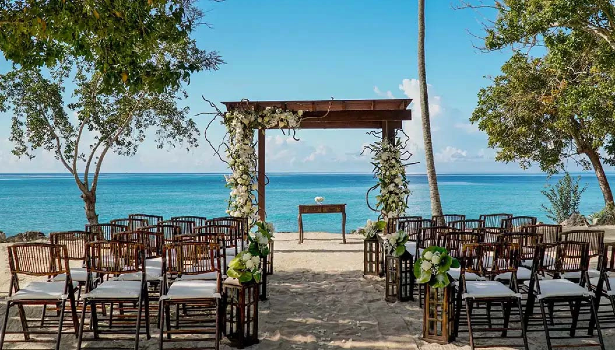 Ceremony decor on the beach at Hilton La Romana, an All Inclusive Adult Resort