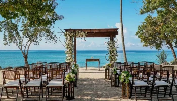 Ceremony decor on the beach at Hilton La Romana, an All Inclusive Adult Resort