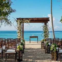 Ceremony decor on the beach at Hilton La Romana, an All Inclusive Adult Resort