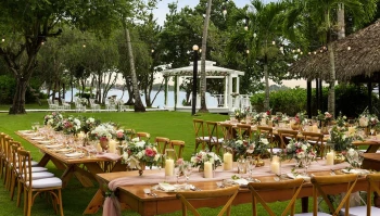 Dinner reception on the garden at Hilton La Romana, an All Inclusive Adult Resort
