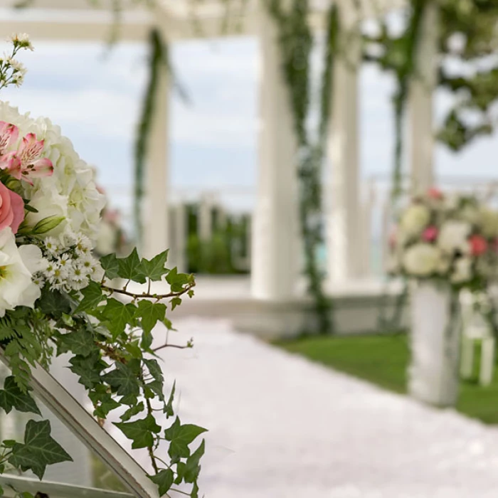 Decor on the wedding gazebo at Hilton La Romana, an All Inclusive Adult Resort