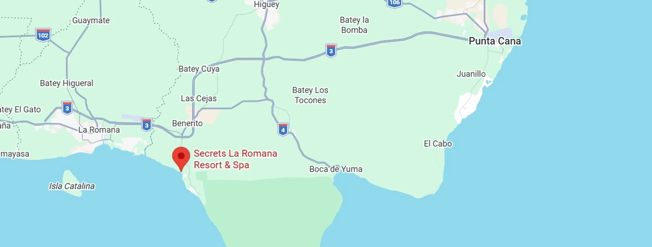 map showing location of secrets la romana in the dominican republic