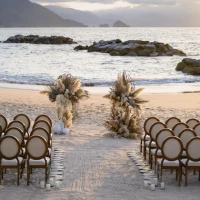 Ceremony decor on the beach wedding venue at Hilton Vallarta Riviera