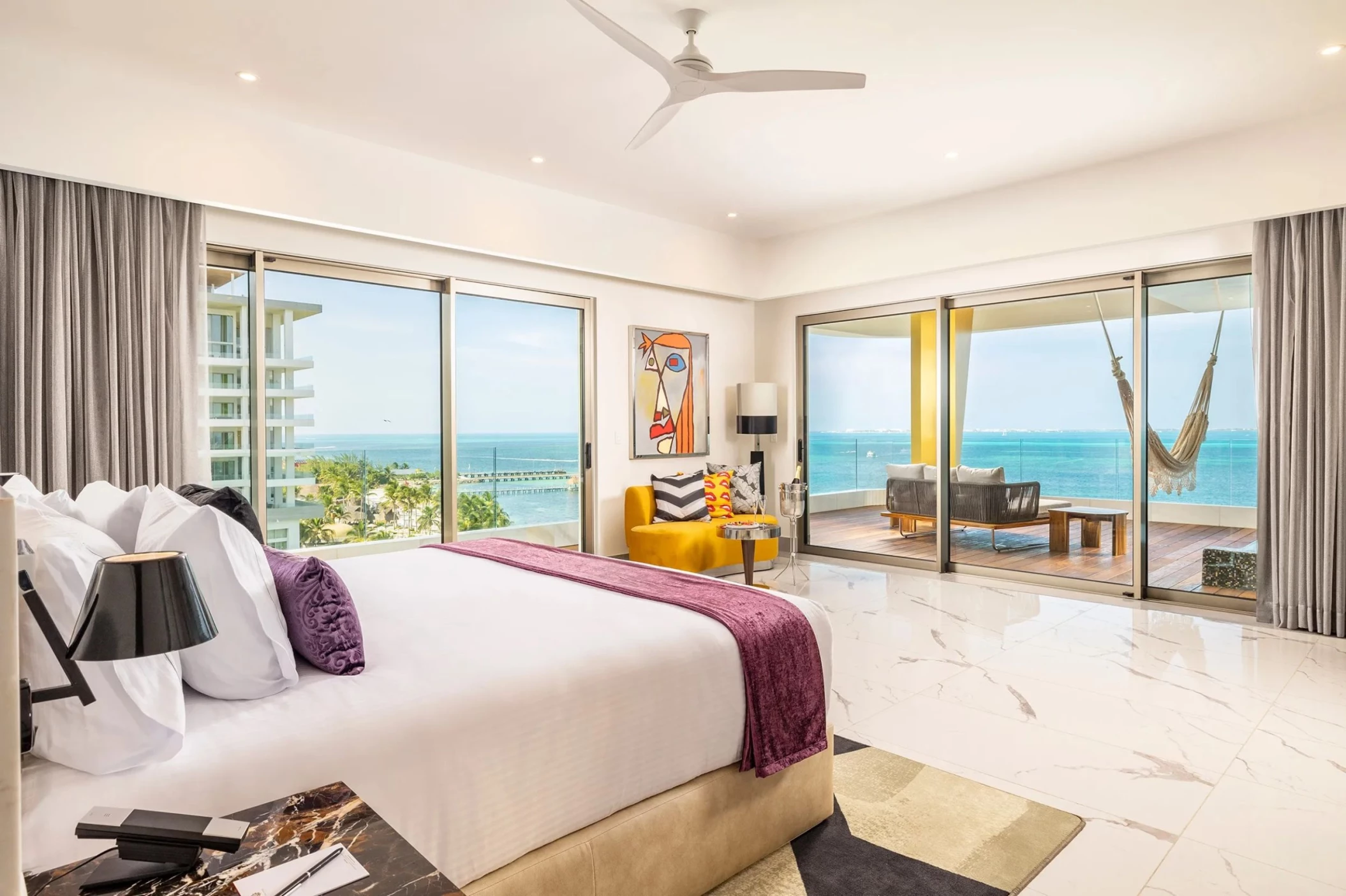 corner suite with ocean views at Hotel Mousai Cancun
