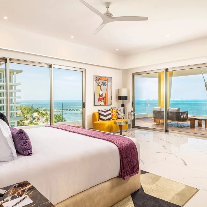corner suite with ocean views at Hotel Mousai Cancun