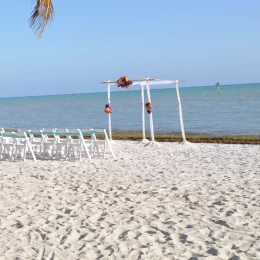 beach wedding setup at Riu Jamaica
