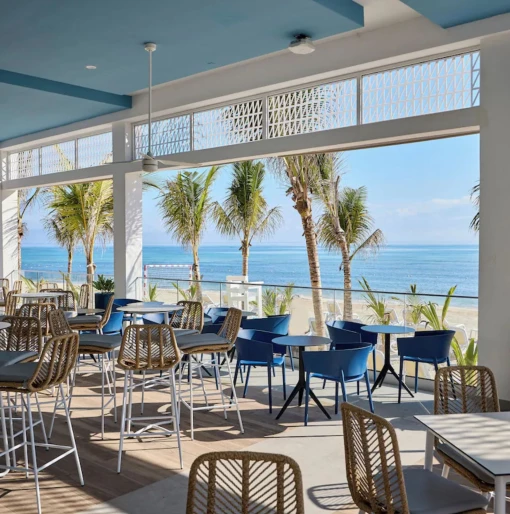 oceanside restaurant at the Riu Palace Aquarelle Hotel