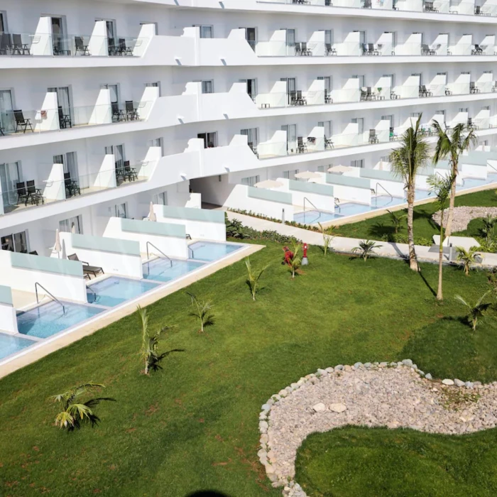 swim out suites and landscaped gardens at Riu Palace Aquarelle Hotel