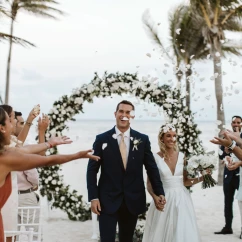 bride groom and guests at riu reggae