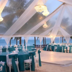 reception setup on the beach at Hotel Riu Reggae