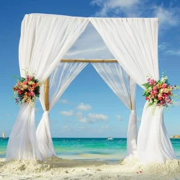 wedding ceremony setup on the beach at Hotel Riu Reggae