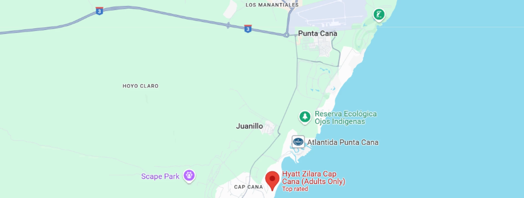 map showing location of Hyatt Zilara Cap Cana in Dominican Republic