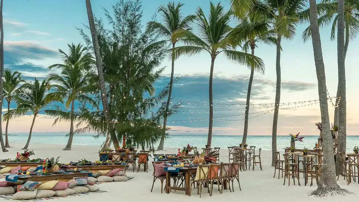 Dinner reception at the beach wedding venue at Hyatt Zilara Riviera Maya