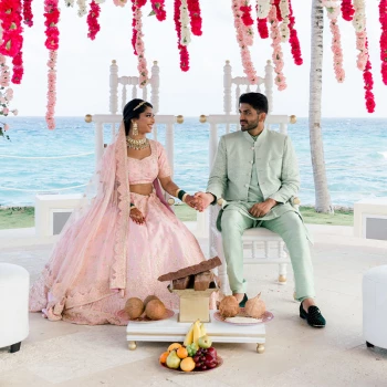 South asian couple at wedding reception at Hyatt Ziva Cancun