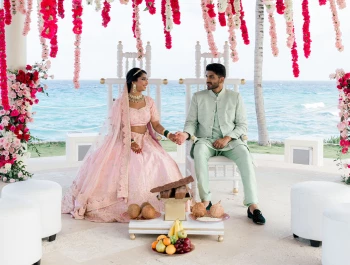 South asian couple at wedding reception at Hyatt Ziva Cancun