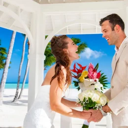 bride and groom at the gazebo venue at Hyatt Ziva Cap Cana