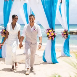 bride and groom on the beach venue at Hyatt Ziva Rose Hall