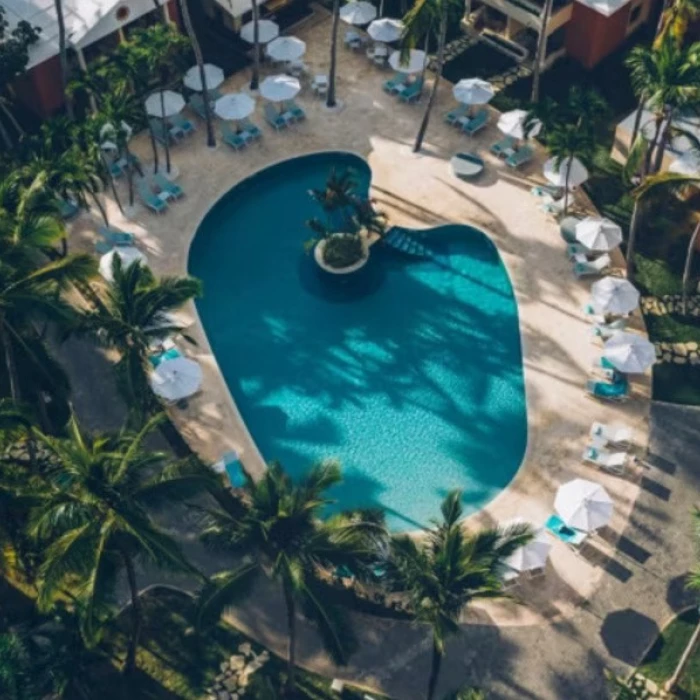 aerial image of pool at Iberostar Selection Bavaro Suites