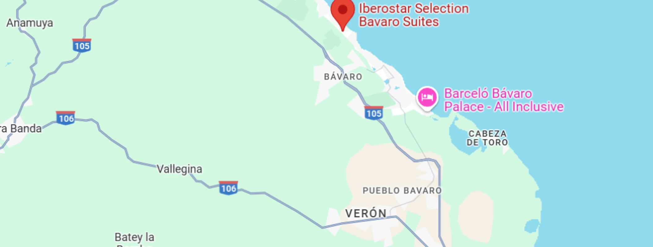 map showing location of iberostar selection bavaro suites in the Dominican Republic