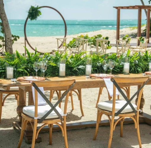 beach reception setup at Iberostar Waves Costa Dorada