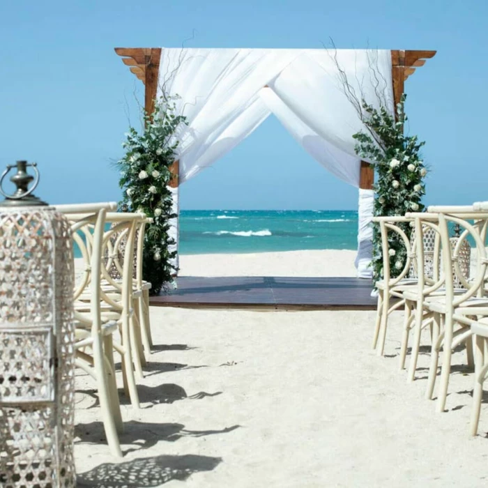 beach wedding setup at Iberostar Waves Costa Dorada