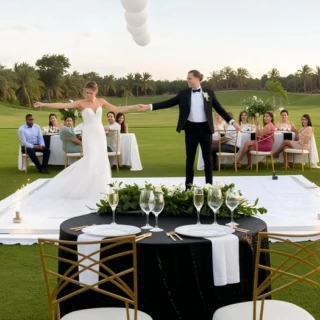 couple and guests at the garden venue at Iberostar Waves Dominicana