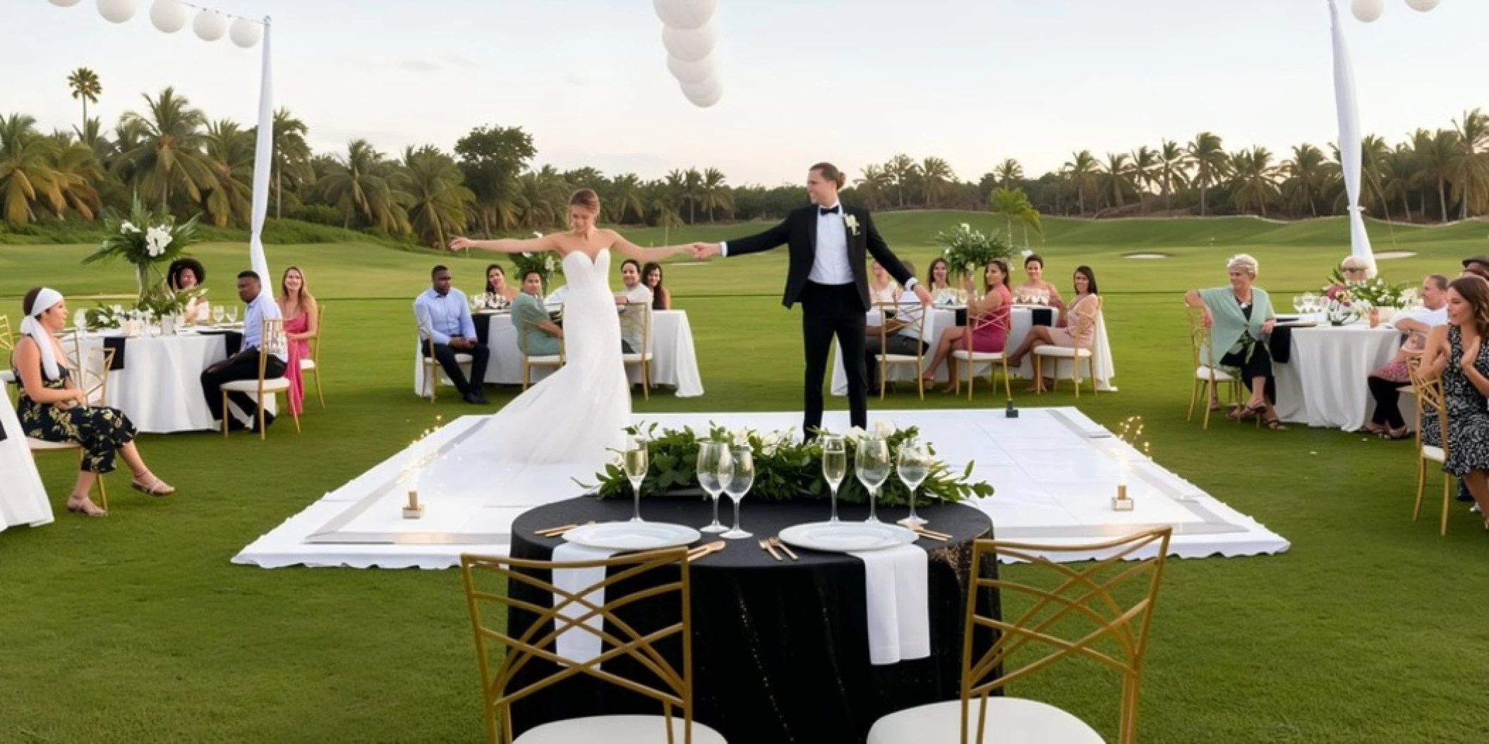 couple and guests at the garden venue at Iberostar Waves Dominicana
