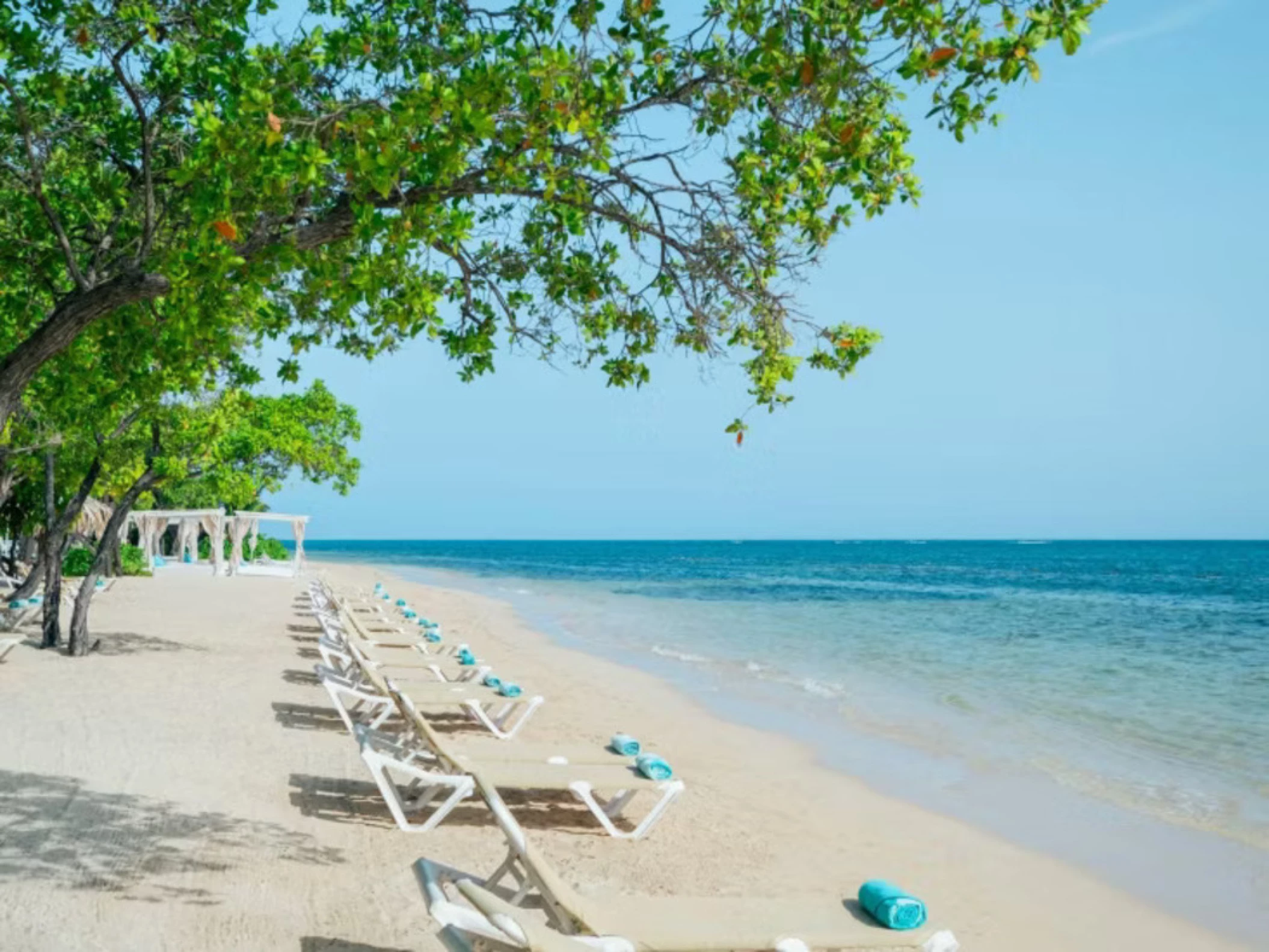 beach loungers at Iberostar Waves Rose Hall Beach