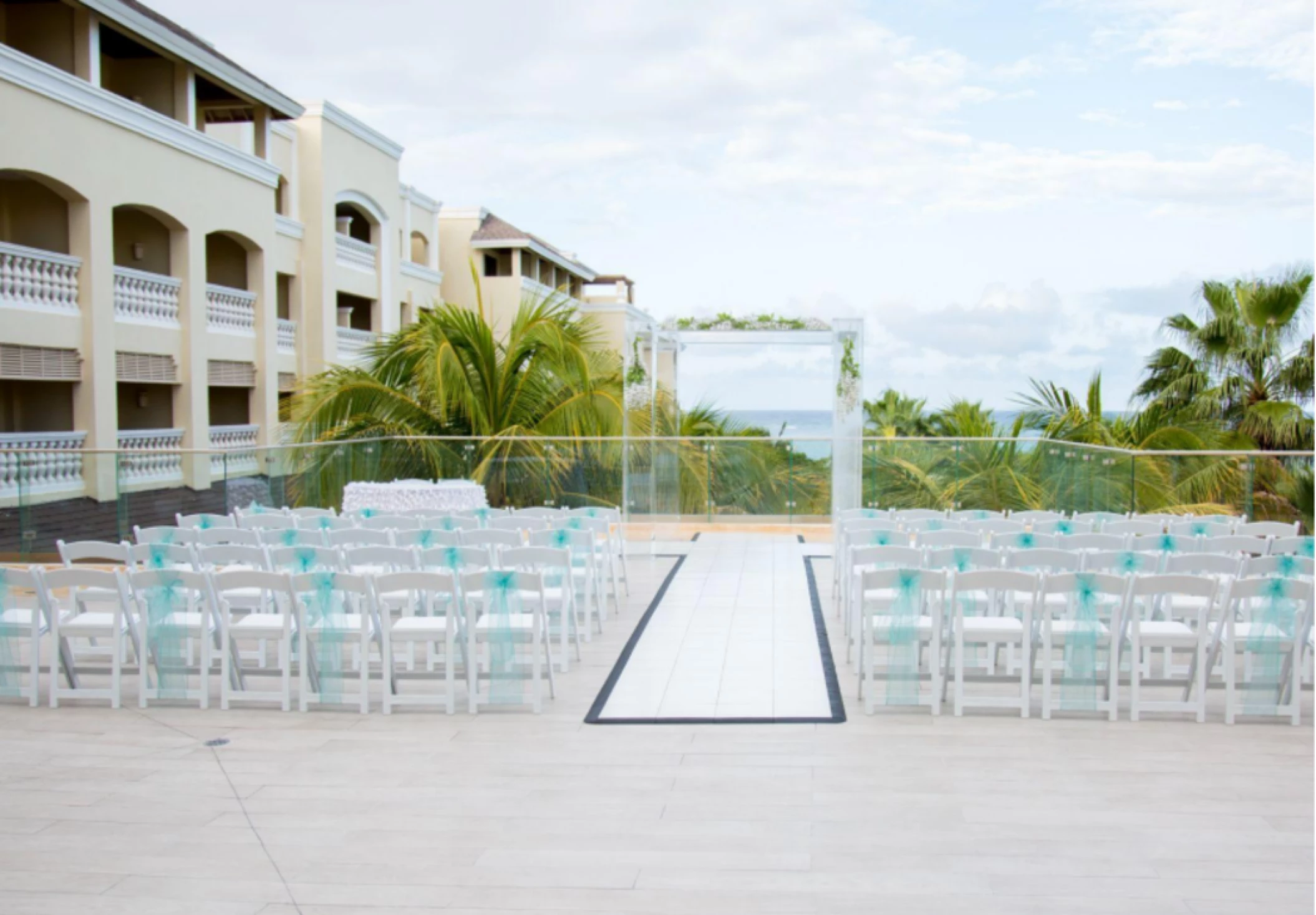 wedding setup at bob marley terrace at Iberostar Waves Rose Hall Beach