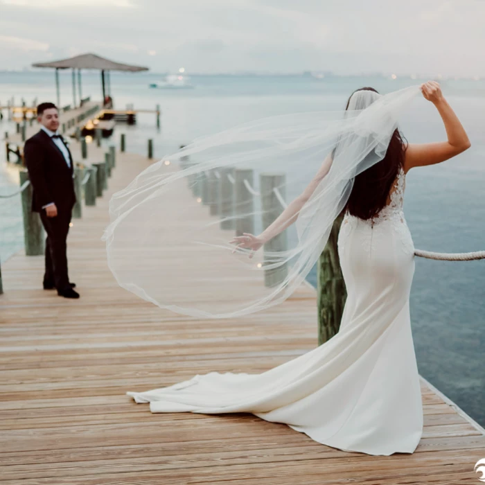 bride and groom at impression isla mujeres by secrets