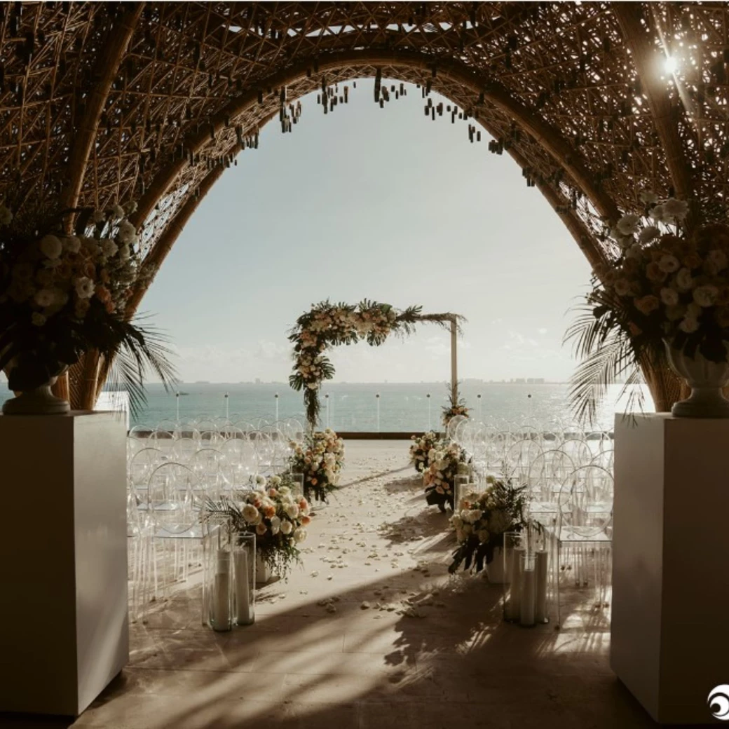 temple venue ceremony setup at impression isla mujeres by secrets