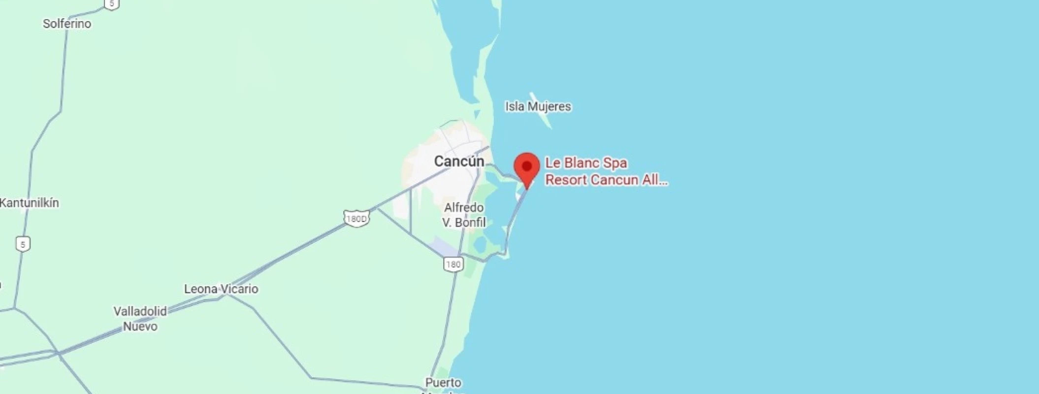 map showing location of le blanc spa resort cancun in Mexico