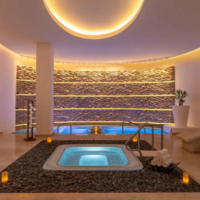 the pool section of the massive spa at Le Blanc Spa Resort Cancun